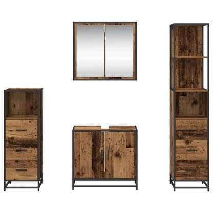 Set di mobili per il bagno con cassetto 4 pcs Legno vecchio | homemem39