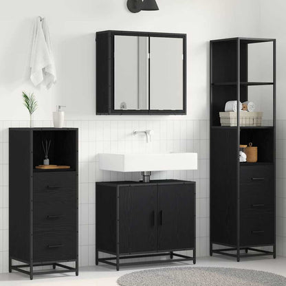 Set di mobili per il bagno 4 pcs Rovere Nero Legno multistrato | homemem39