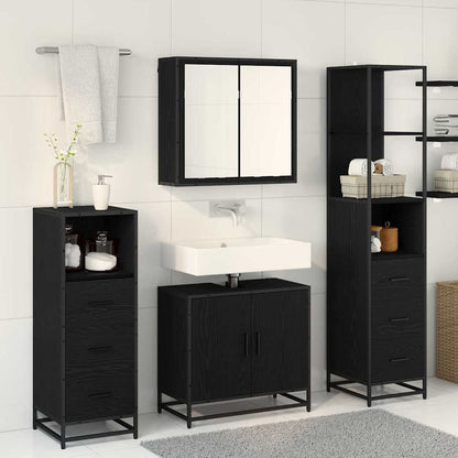 Set di mobili per il bagno 4 pcs Rovere Nero Legno multistrato | homemem39
