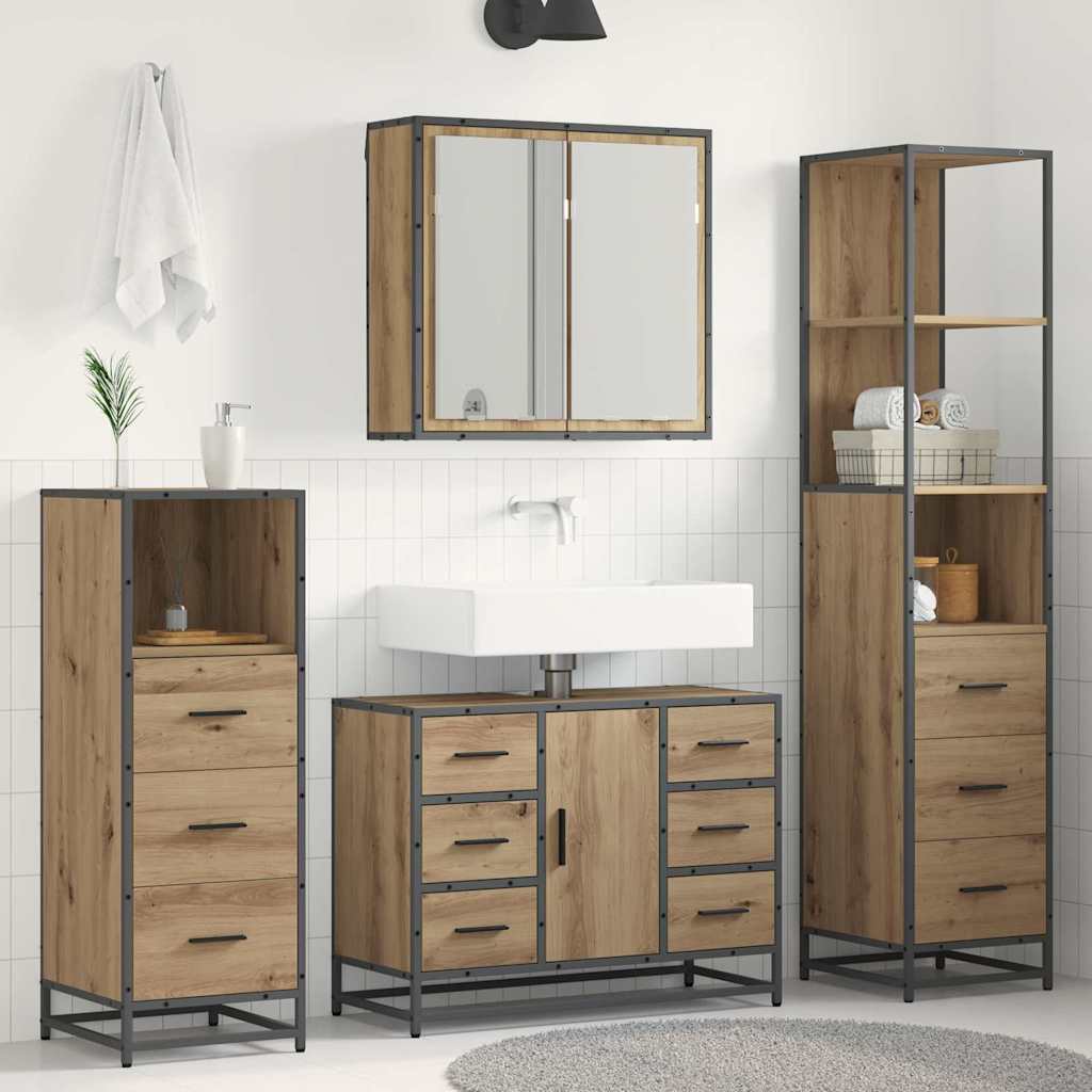 Set di mobili per il bagno 3 pz Rovere artigianale | homemem39