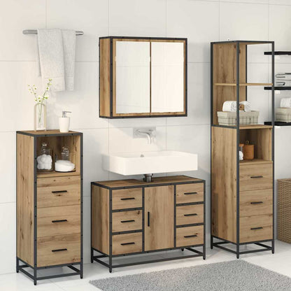 Set di mobili per il bagno 3 pz Rovere artigianale | homemem39