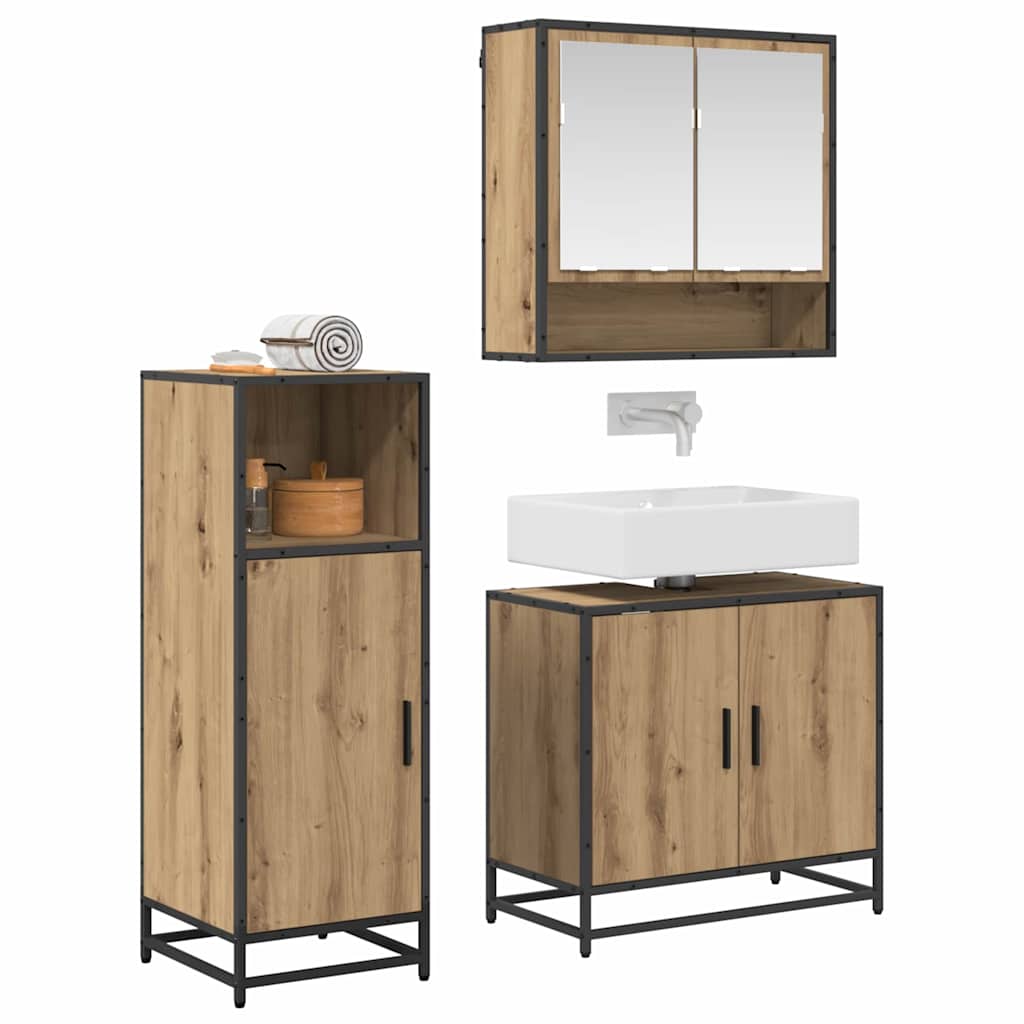 Set di mobili per il bagno con porta 3 pcs Rovere artigianale