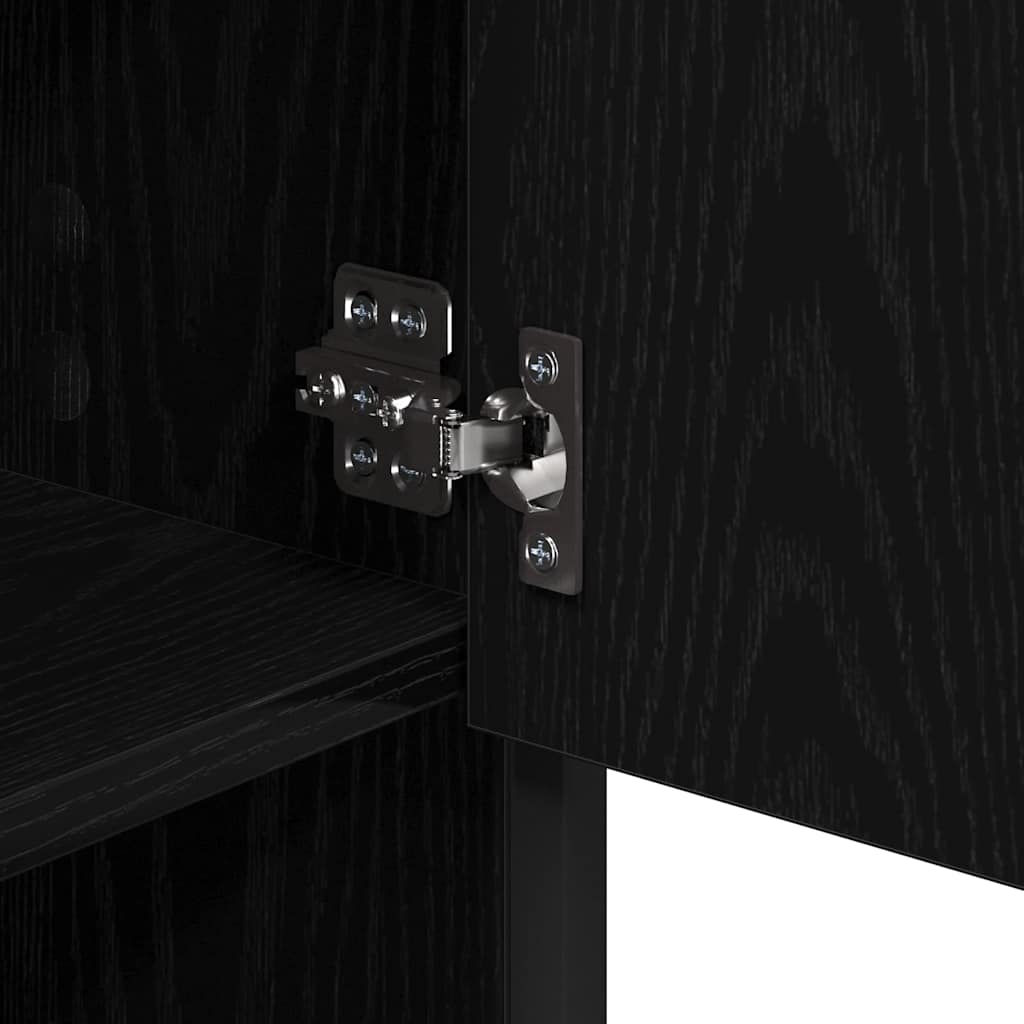 Set di mobili per il bagno 3 pcs Rovere Nero Legno multistrato