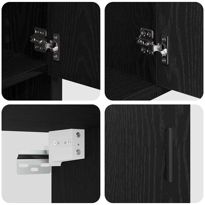Set di mobili per il bagno 3 pcs Rovere Nero Legno multistrato