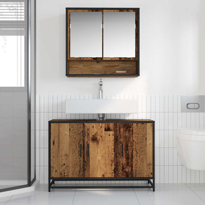 Set di mobili per il bagno con lo scaffale 2 pcs Legno vecchio | homemem39