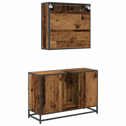 Set di mobili per il bagno con lo scaffale 2 pcs Legno vecchio