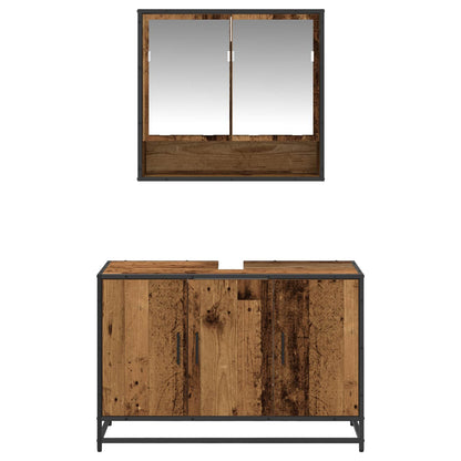 Set di mobili per il bagno con lo scaffale 2 pcs Legno vecchio | homemem39