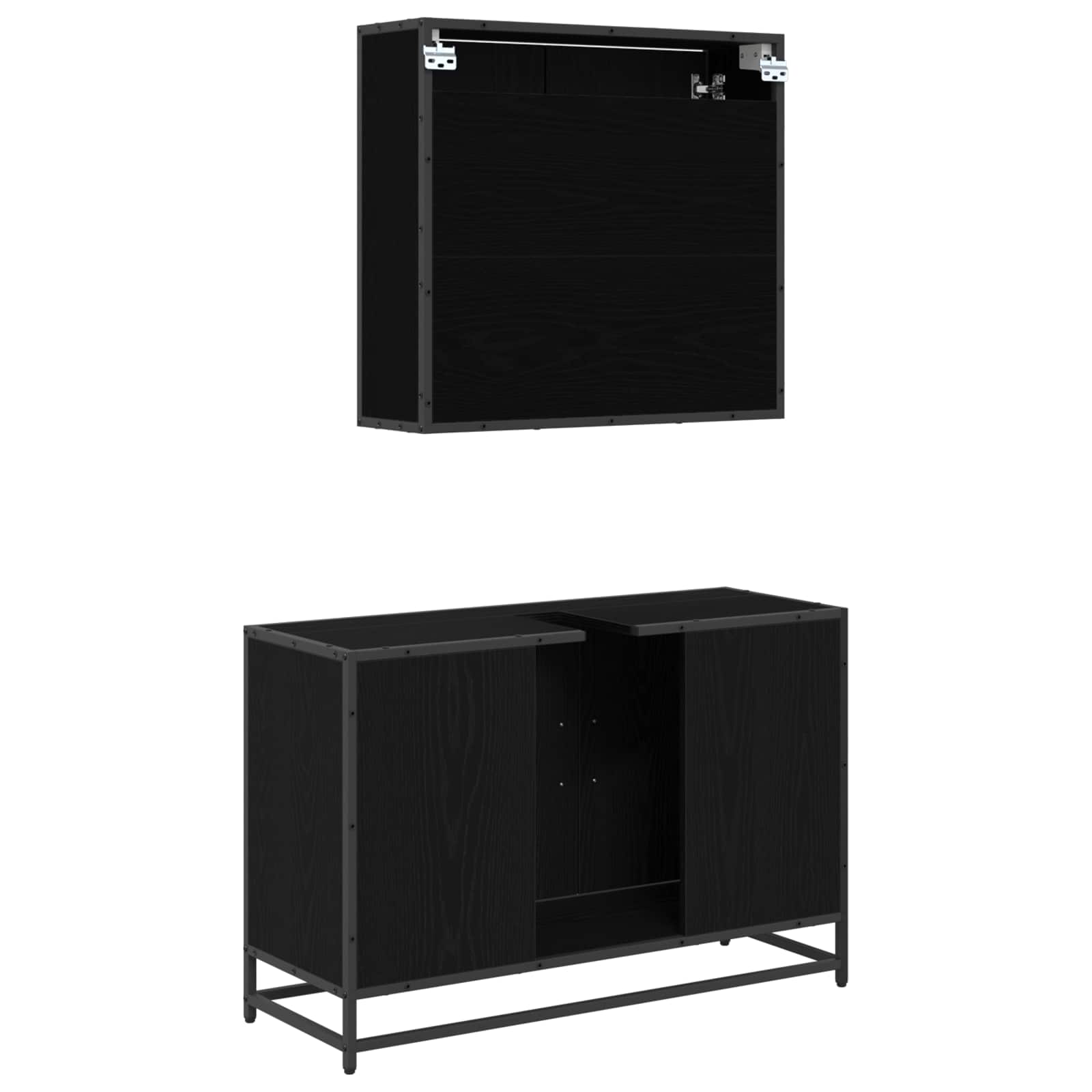 Set di mobili per il bagno 2 pcs Rovere Nero Legno multistrato | homemem39