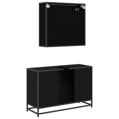 Set di mobili per il bagno 2 pcs Rovere Nero Legno multistrato | homemem39