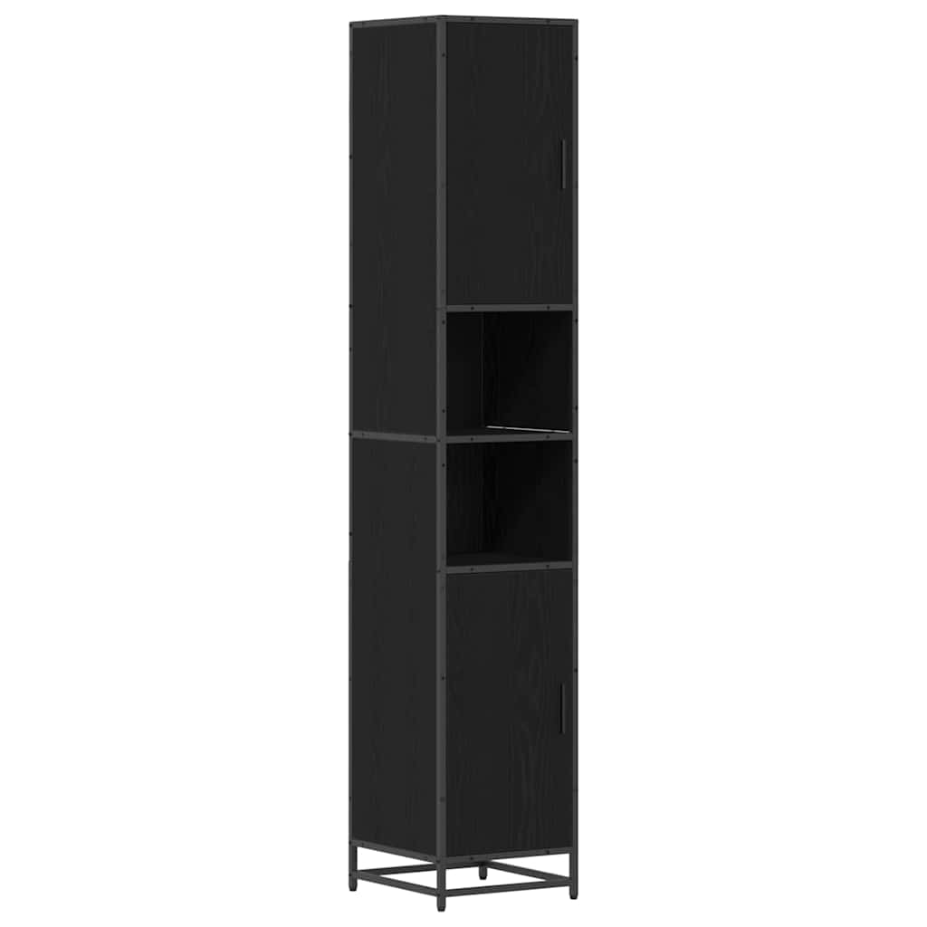 Set di mobili per il bagno 4 pcs Rovere Nero Legno multistrato | homemem39