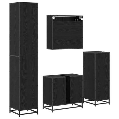 Set di mobili per il bagno 4 pcs Rovere Nero Legno multistrato | homemem39