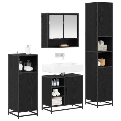 Set di mobili per il bagno 4 pcs Rovere Nero Legno multistrato | homemem39