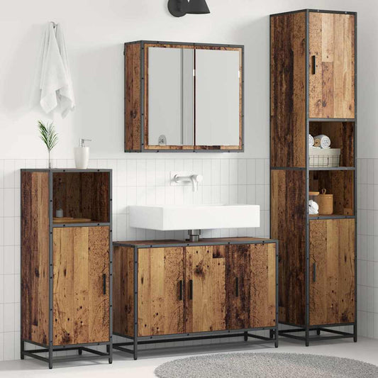 Set di mobili per il bagno con lo scaffale 3 pcs Legno vecchio | homemem39