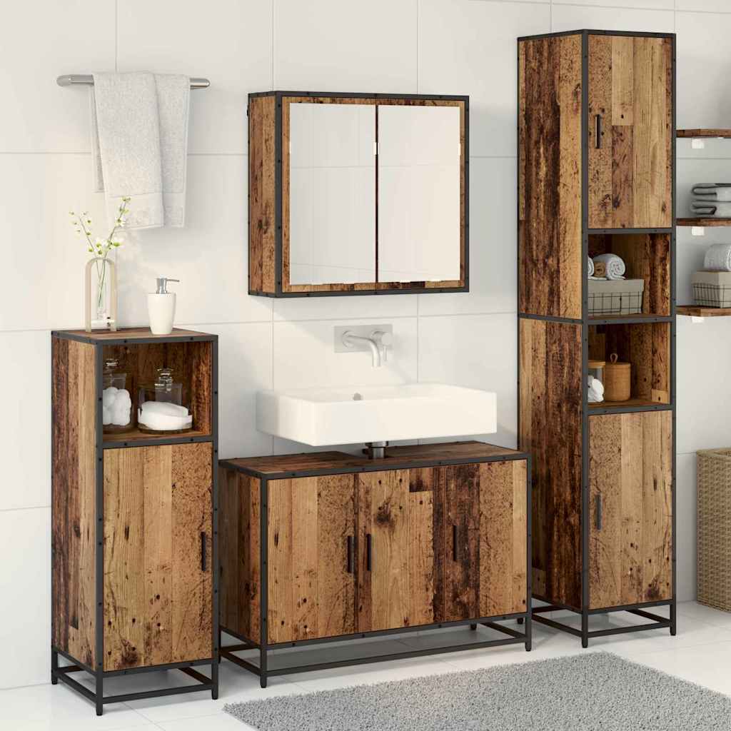 Set di mobili per il bagno con lo scaffale 3 pcs Legno vecchio | homemem39