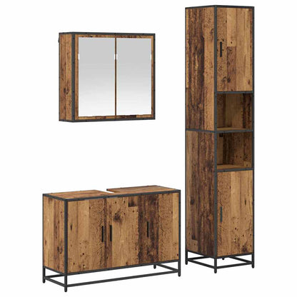 Set di mobili per il bagno con lo scaffale 3 pcs Legno vecchio | homemem39