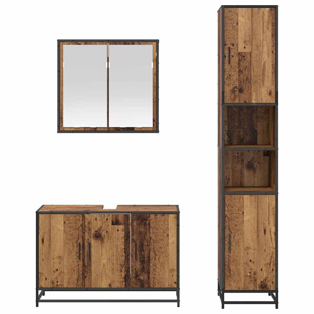 Set di mobili per il bagno con lo scaffale 3 pcs Legno vecchio | homemem39