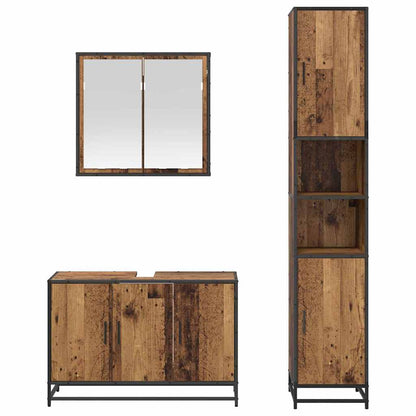 Set di mobili per il bagno con lo scaffale 3 pcs Legno vecchio | homemem39