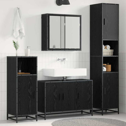 Set di mobili per il bagno 3 pcs Rovere Nero Legno multistrato | homemem39