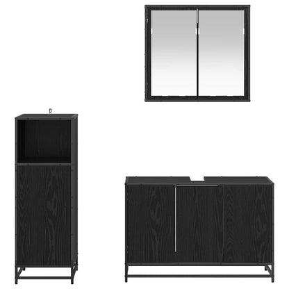 Set di mobili per il bagno 3 pcs Rovere Nero Legno multistrato | homemem39
