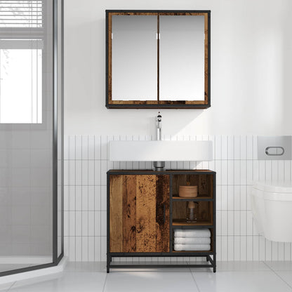 Set di mobili per il bagno con lo scaffale 2 pcs Legno vecchio | homemem39