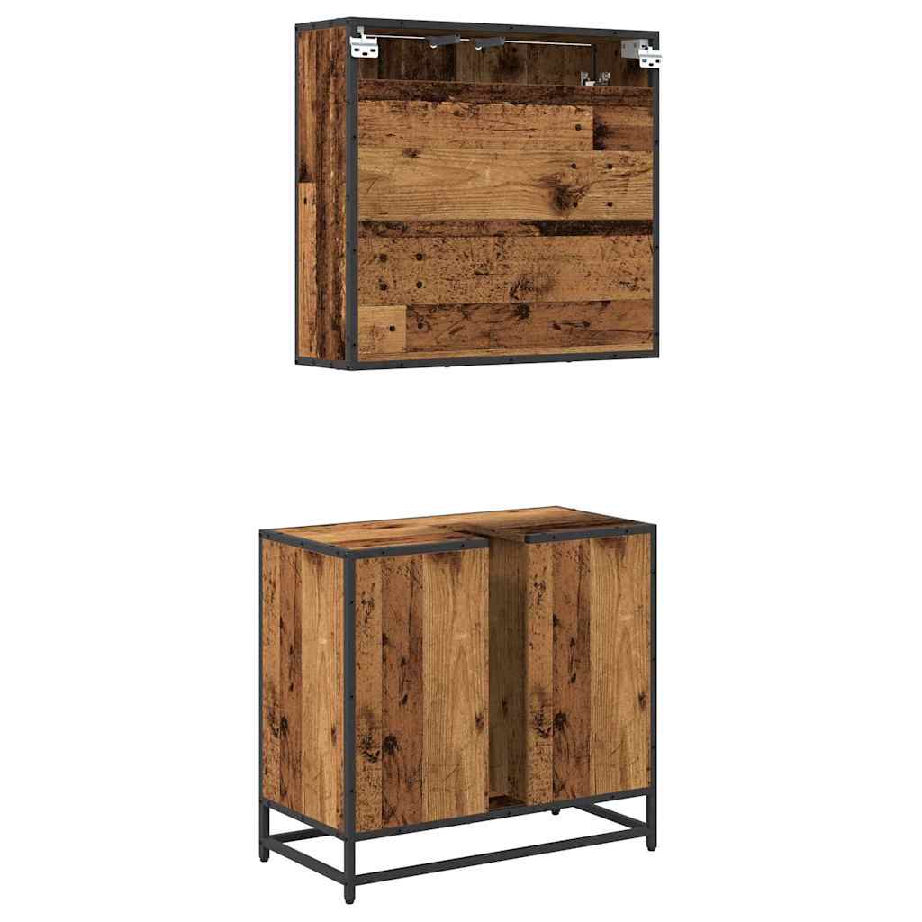 Set di mobili per il bagno con lo scaffale 2 pcs Legno vecchio | homemem39