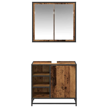 Set di mobili per il bagno con lo scaffale 2 pcs Legno vecchio | homemem39