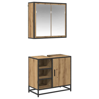Set di mobili per il bagno 2 pz Rovere artigianale | homemem39