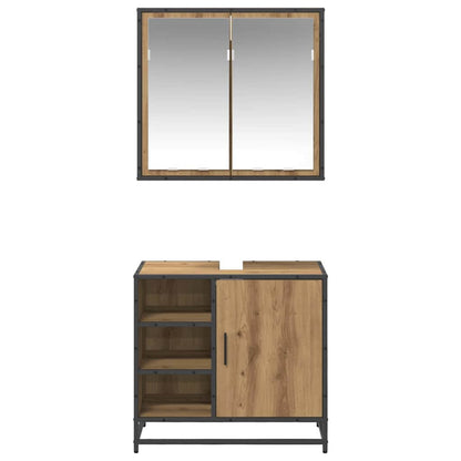 Set di mobili per il bagno 2 pz Rovere artigianale | homemem39