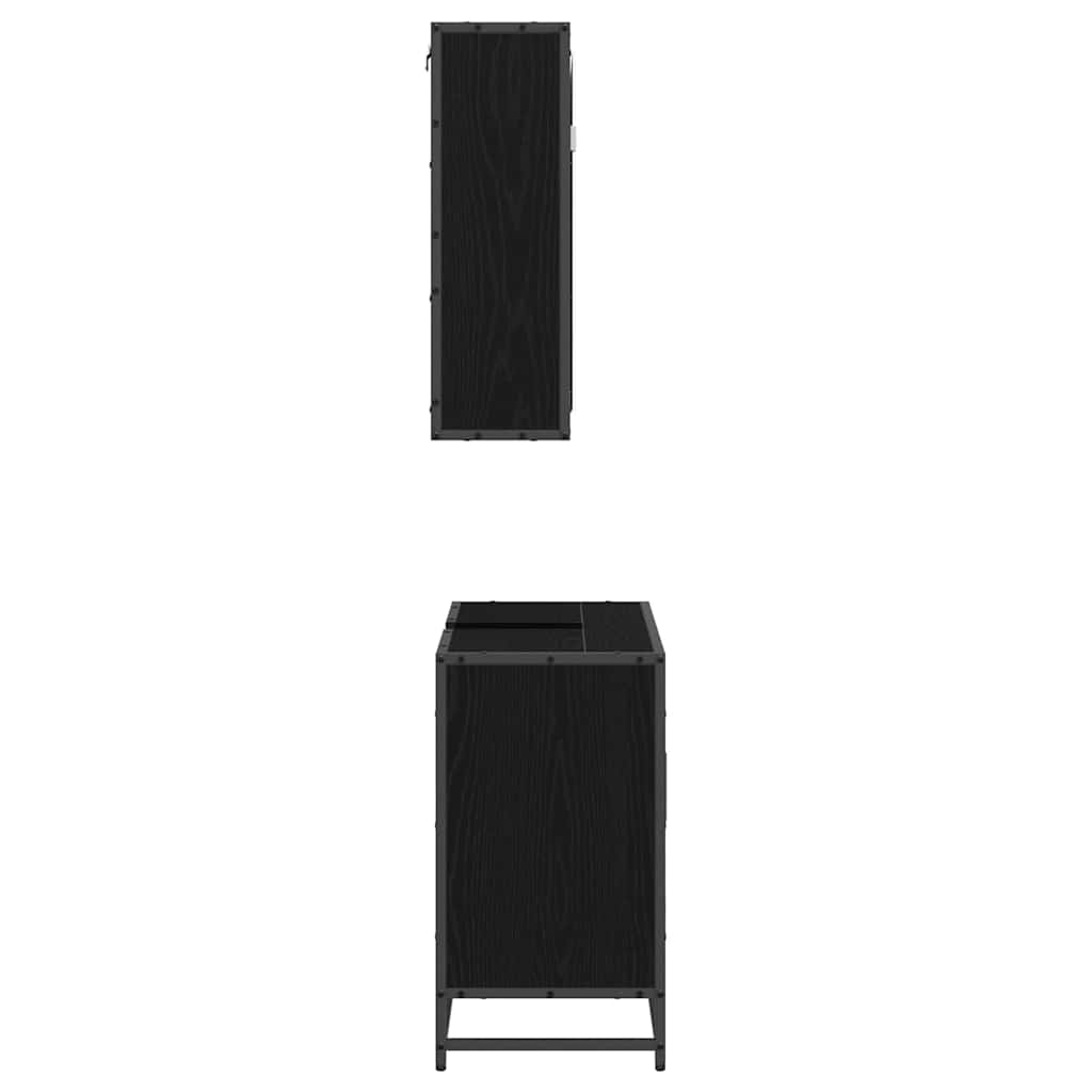 Set di mobili per il bagno 2 pcs Rovere Nero Legno multistrato | homemem39