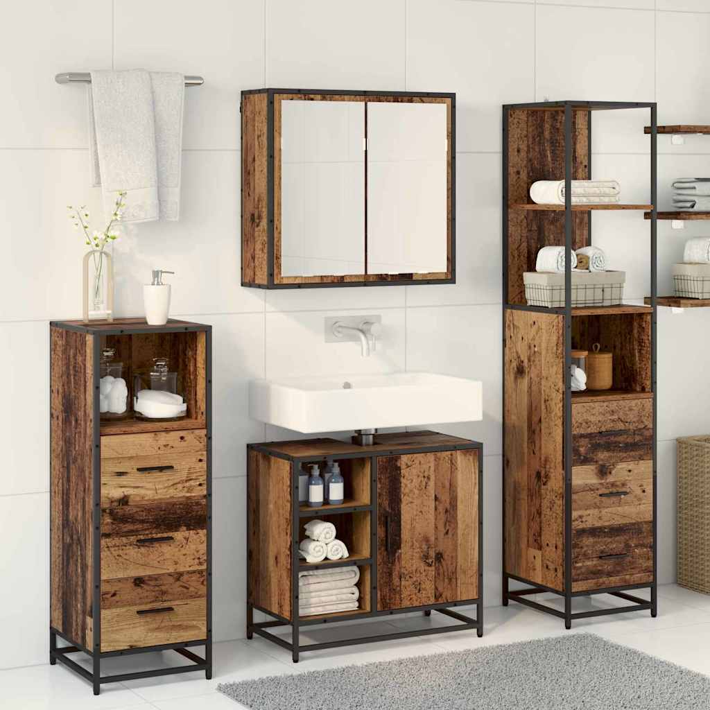 Set di mobili per il bagno con cassetto 3 pcs Legno vecchio | homemem39