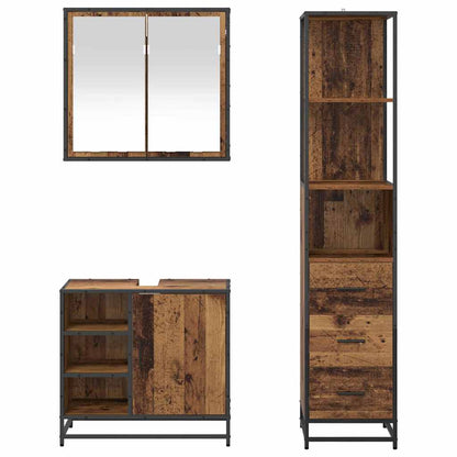 Set di mobili per il bagno con cassetto 3 pcs Legno vecchio | homemem39