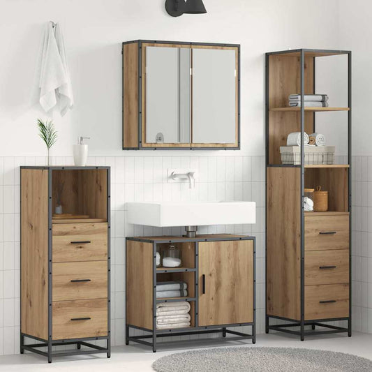 Set di mobili per il bagno 3 pz Rovere artigianale | homemem39