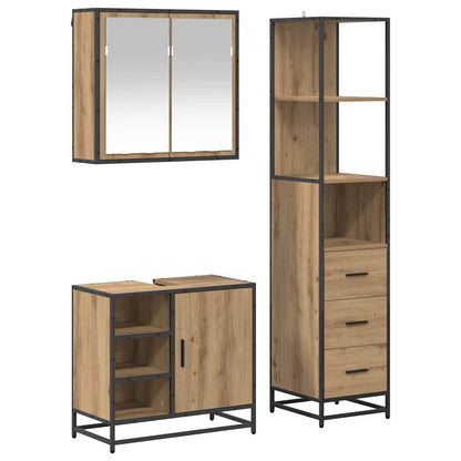 Set di mobili per il bagno 3 pz Rovere artigianale | homemem39