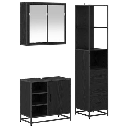 Set di mobili per il bagno 3 pcs Rovere Nero Legno multistrato | homemem39