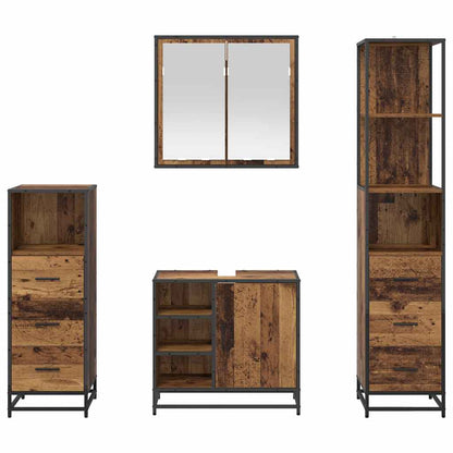 Set di mobili per il bagno con cassetto 4 pcs Legno vecchio | homemem39