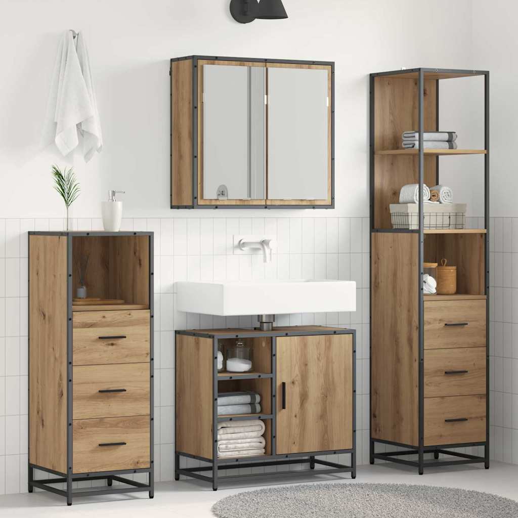 Set di mobili per il bagno 4 pz Rovere artigianale | homemem39
