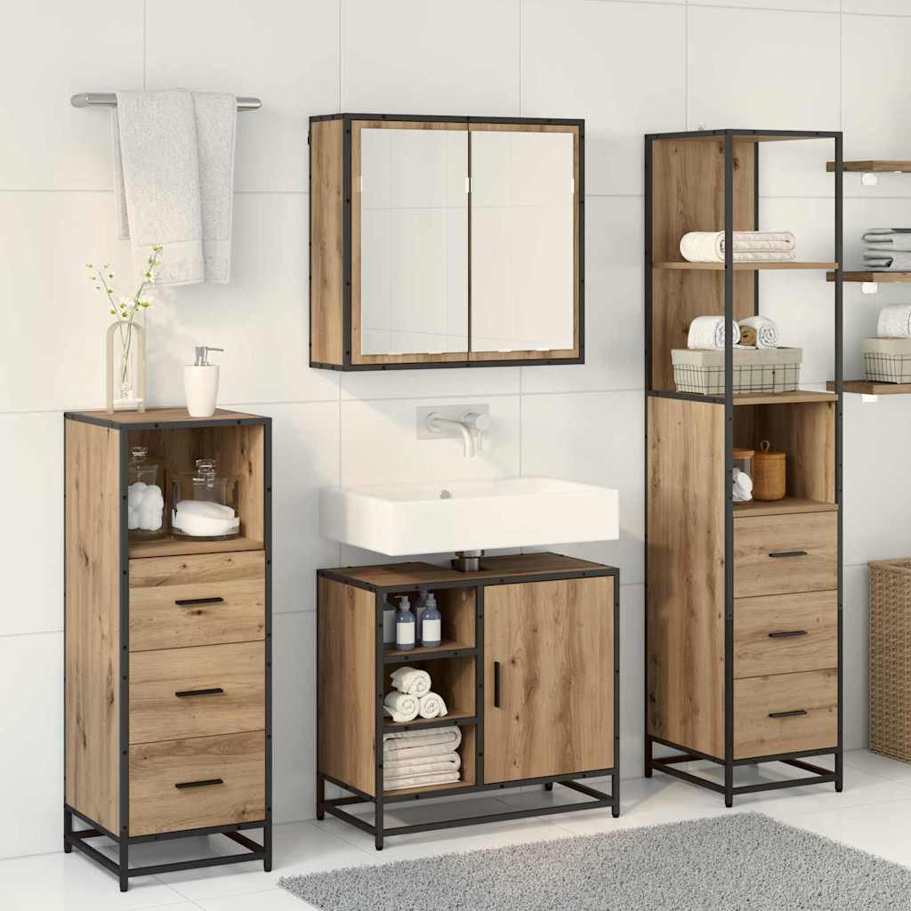Set di mobili per il bagno 4 pz Rovere artigianale | homemem39