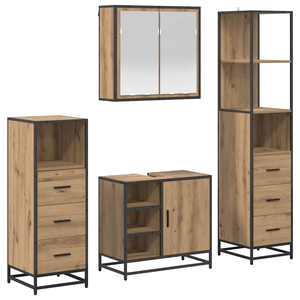 Set di mobili per il bagno 4 pz Rovere artigianale | homemem39