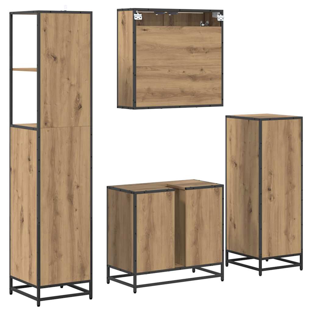 Set di mobili per il bagno 4 pz Rovere artigianale | homemem39