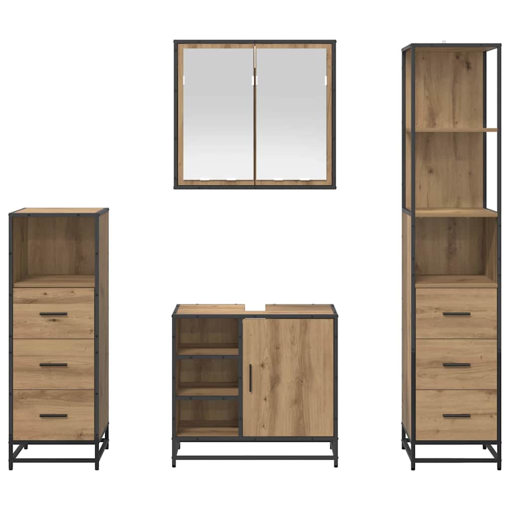Set di mobili per il bagno 4 pz Rovere artigianale | homemem39