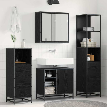 Set di mobili per il bagno 4 pcs Rovere Nero Legno multistrato | homemem39