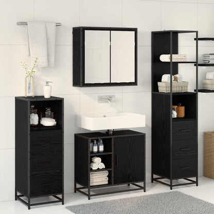 Set di mobili per il bagno 4 pcs Rovere Nero Legno multistrato | homemem39