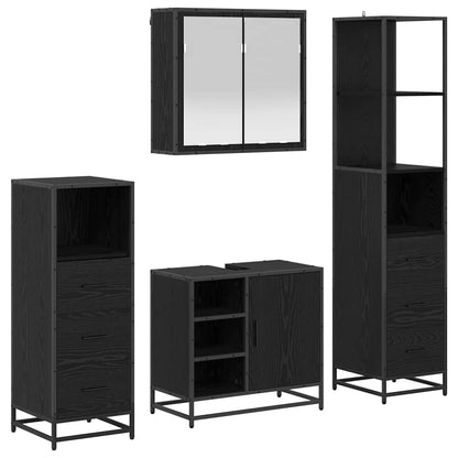 Set di mobili per il bagno 4 pcs Rovere Nero Legno multistrato | homemem39