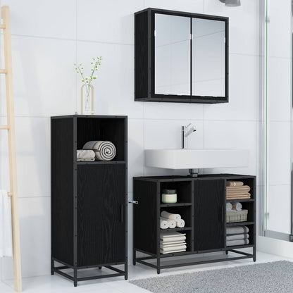 Set di mobili per il bagno 3 pcs Rovere Nero Legno multistrato | homemem39