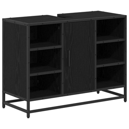Set di mobili per il bagno 3 pcs Rovere Nero Legno multistrato | homemem39