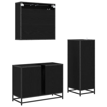 Set di mobili per il bagno 3 pcs Rovere Nero Legno multistrato | homemem39