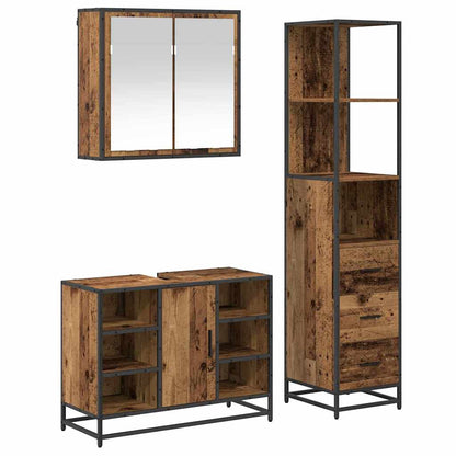 Set di mobili per il bagno con cassetto 3 pcs Legno vecchio | homemem39