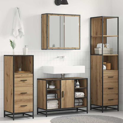 Set di mobili per il bagno 3 pz Rovere artigianale | homemem39