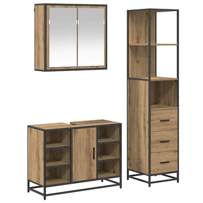Set di mobili per il bagno 3 pz Rovere artigianale | homemem39