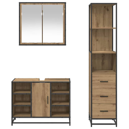 Set di mobili per il bagno 3 pz Rovere artigianale | homemem39